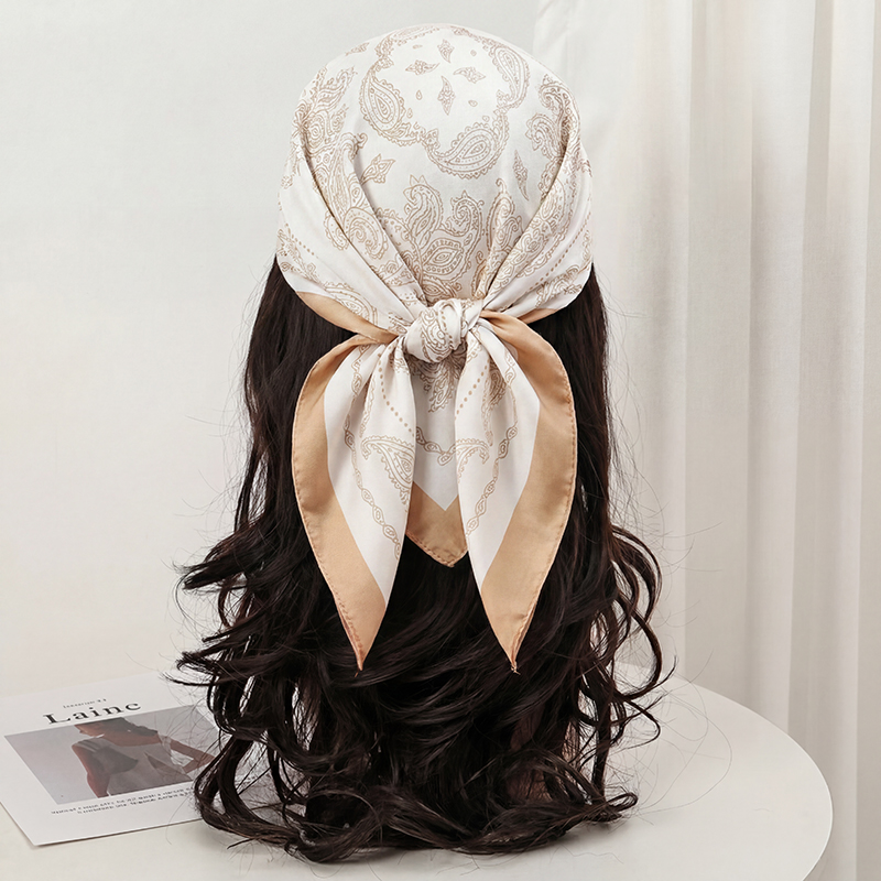 Foulard carré vintage beige à  - Scarf Silk Square avis et prix